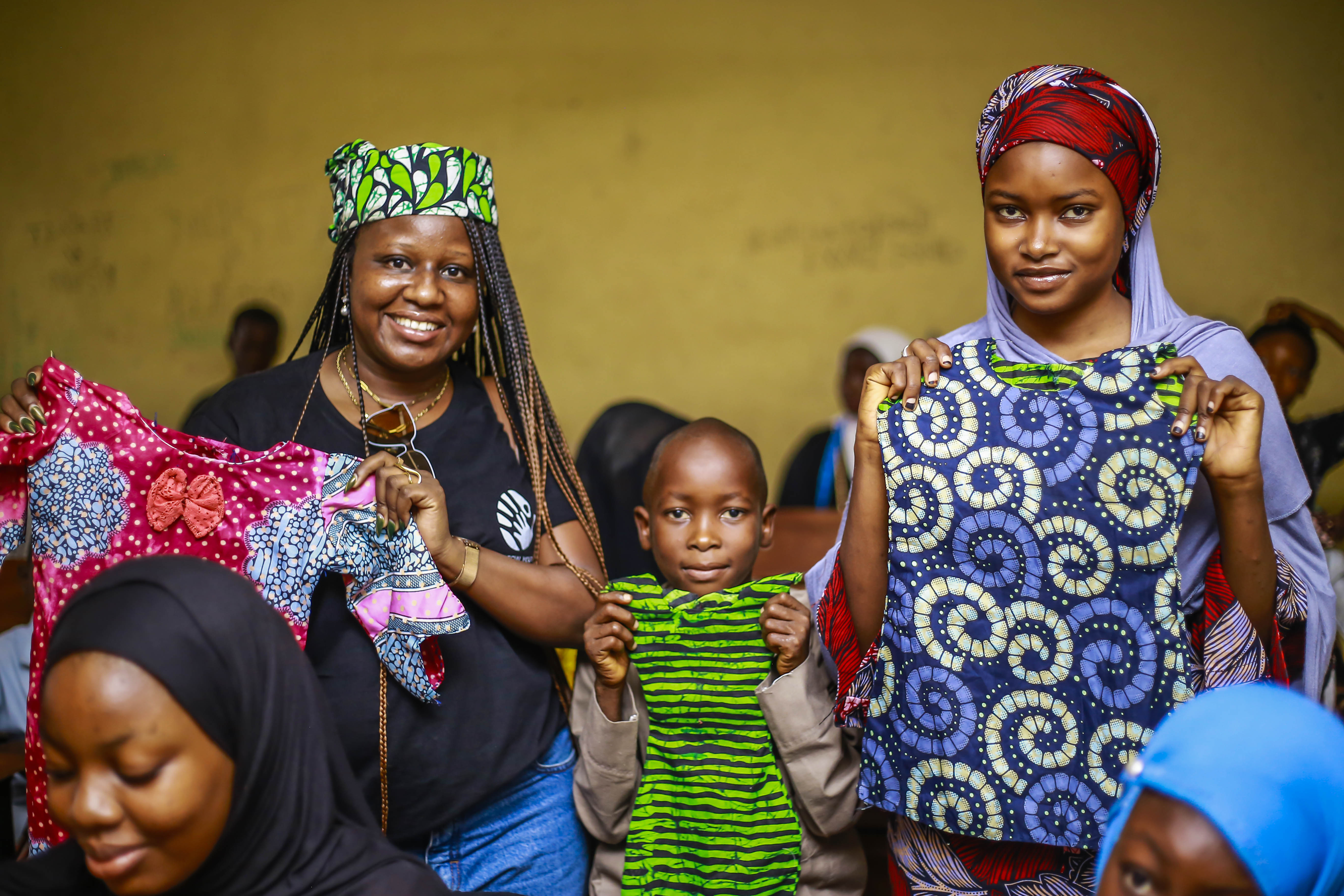 Tutors and students flaunting handmade adire at Summer School